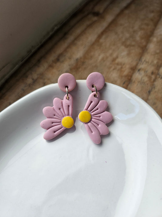 Pink Flower Dangle Earrings