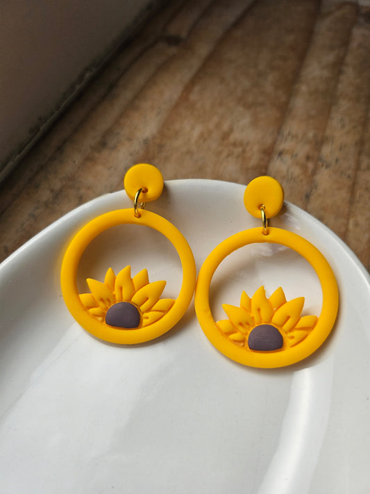Sunflower Hoop Dangles