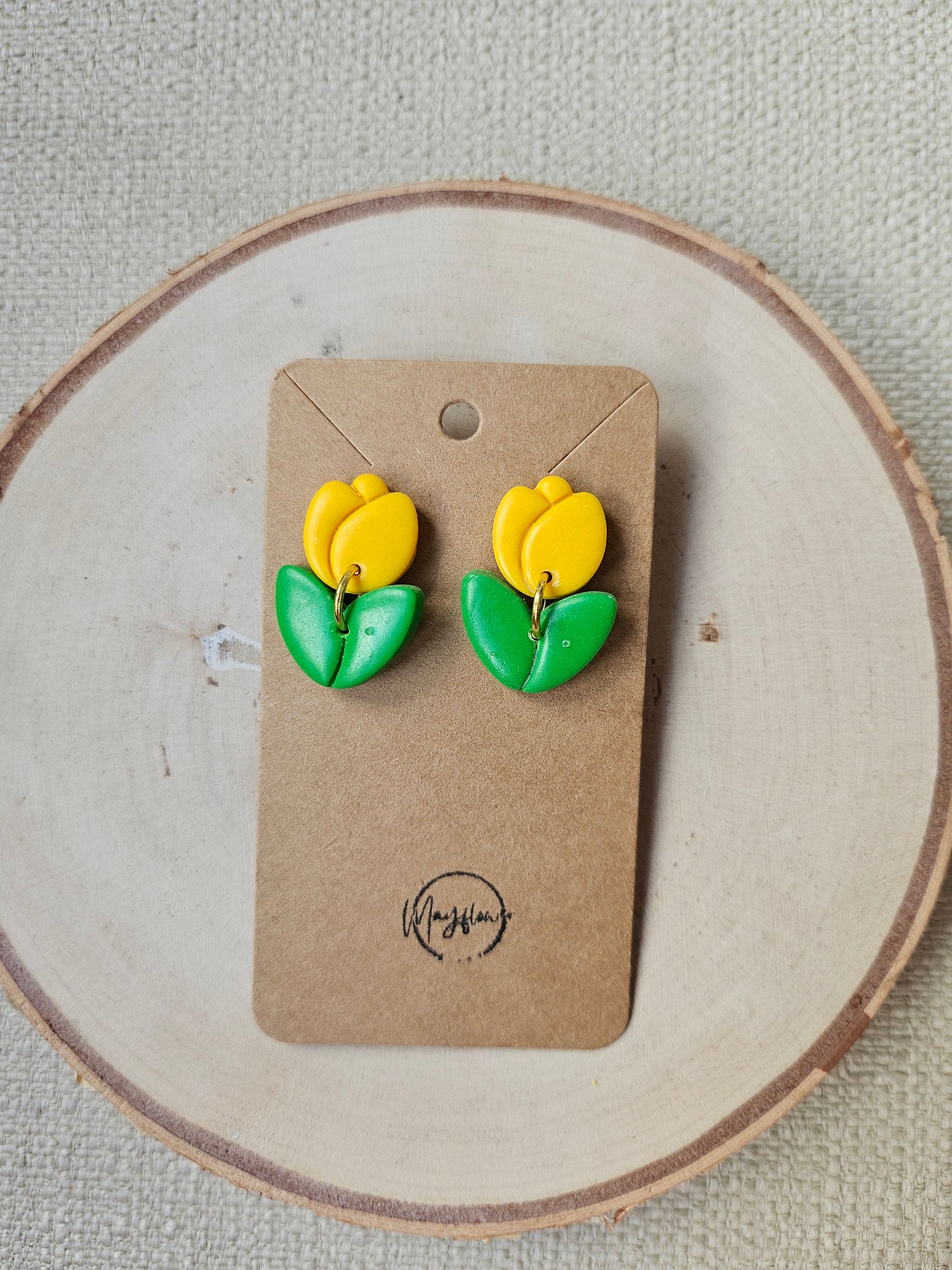 Yellow Tulip Dangle Earrings
