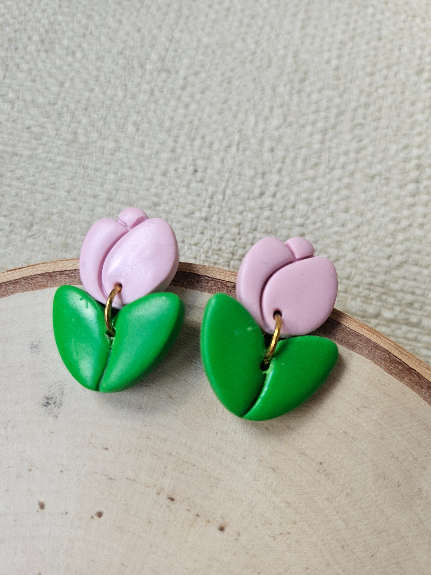 Pink Tulip Dangle Earrings