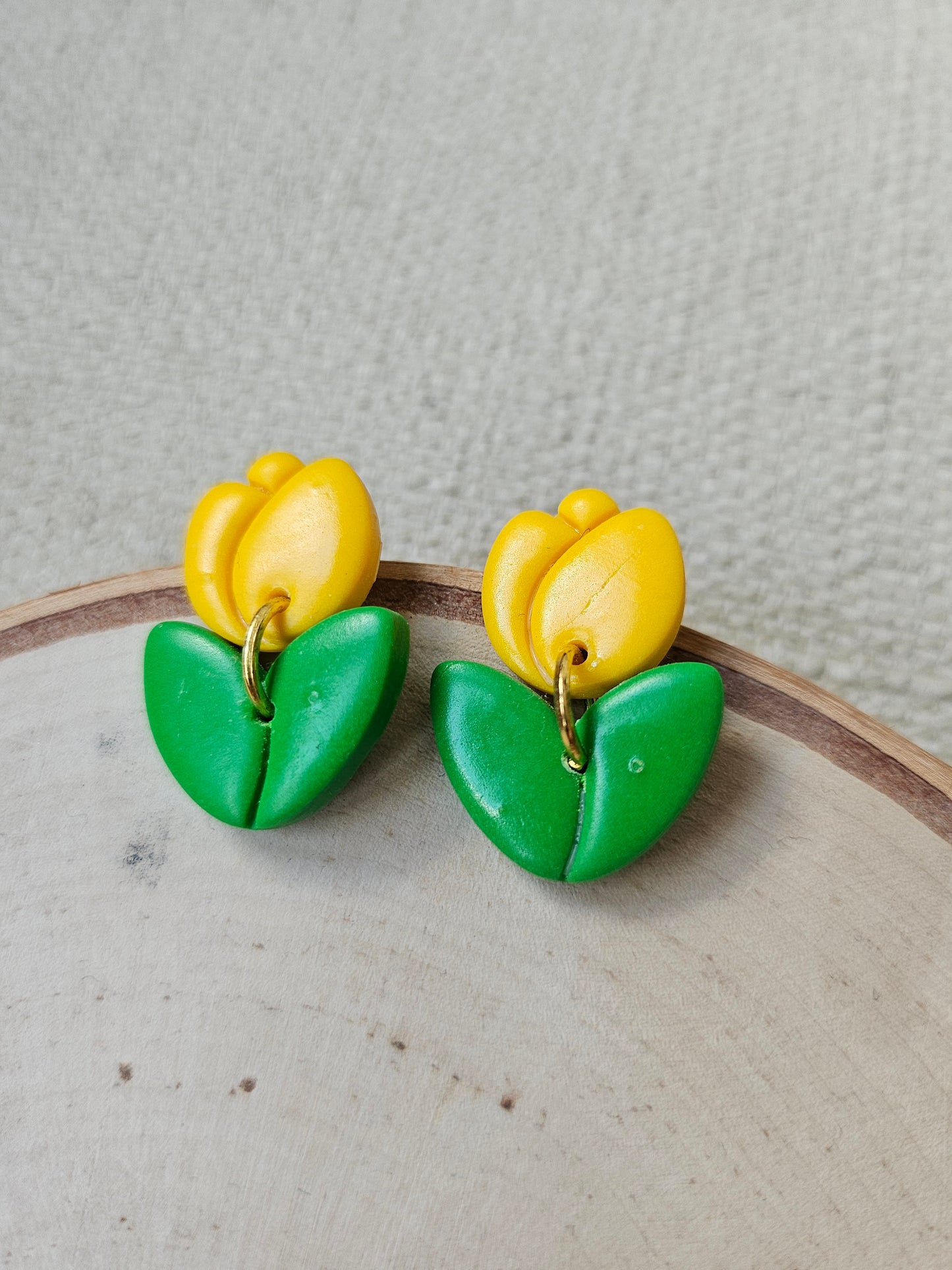 Yellow Tulip Dangle Earrings