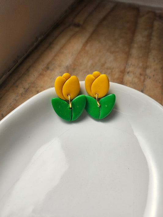 Yellow Tulip Dangle Earrings