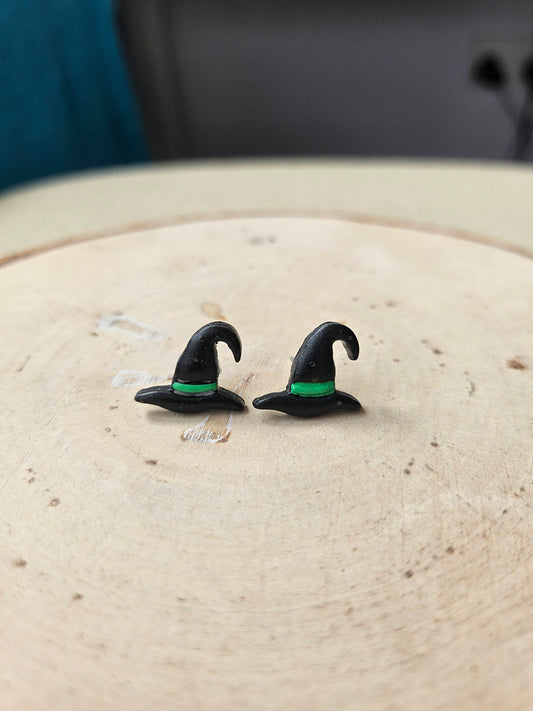Green Witch Hat Studs