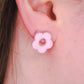 Pink Retro Flower Stud Earrings