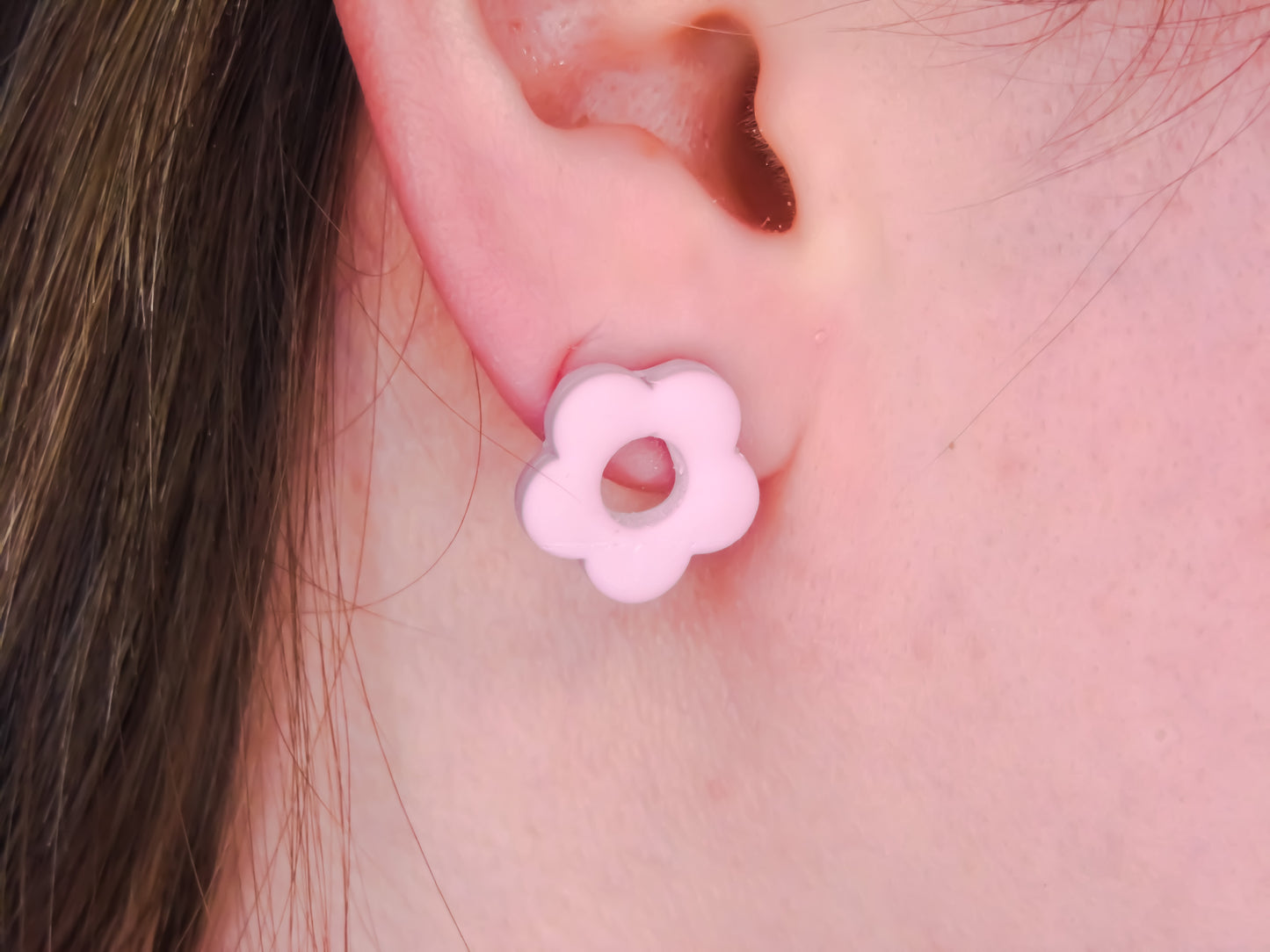 Pink Retro Flower Stud Earrings