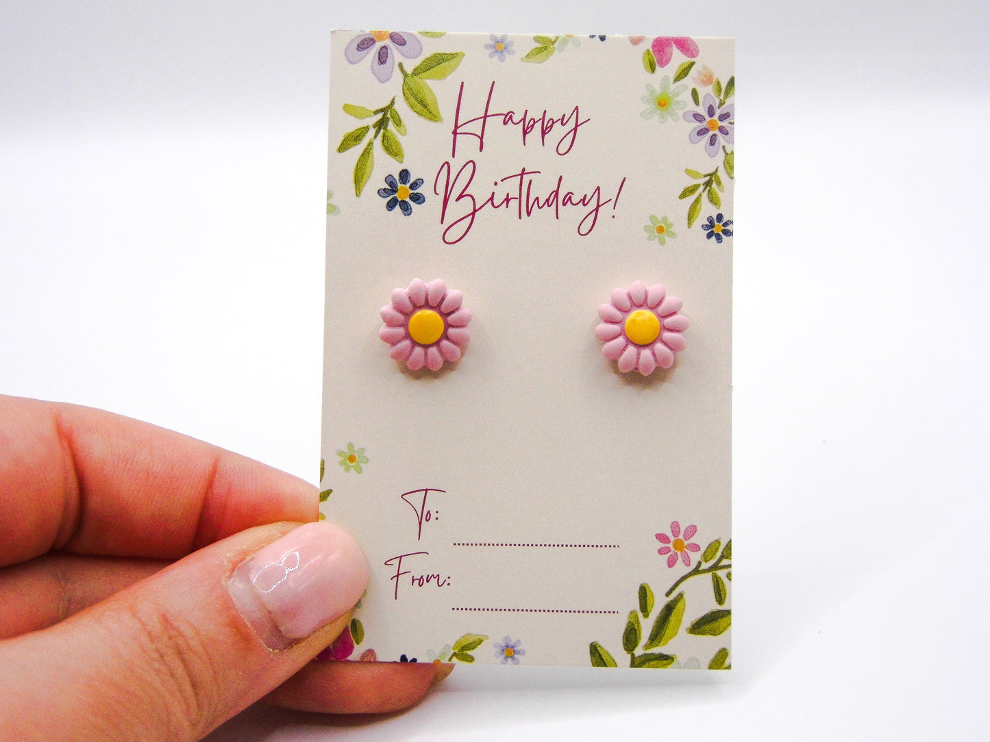 Mini Pink Flower Stud Earrings