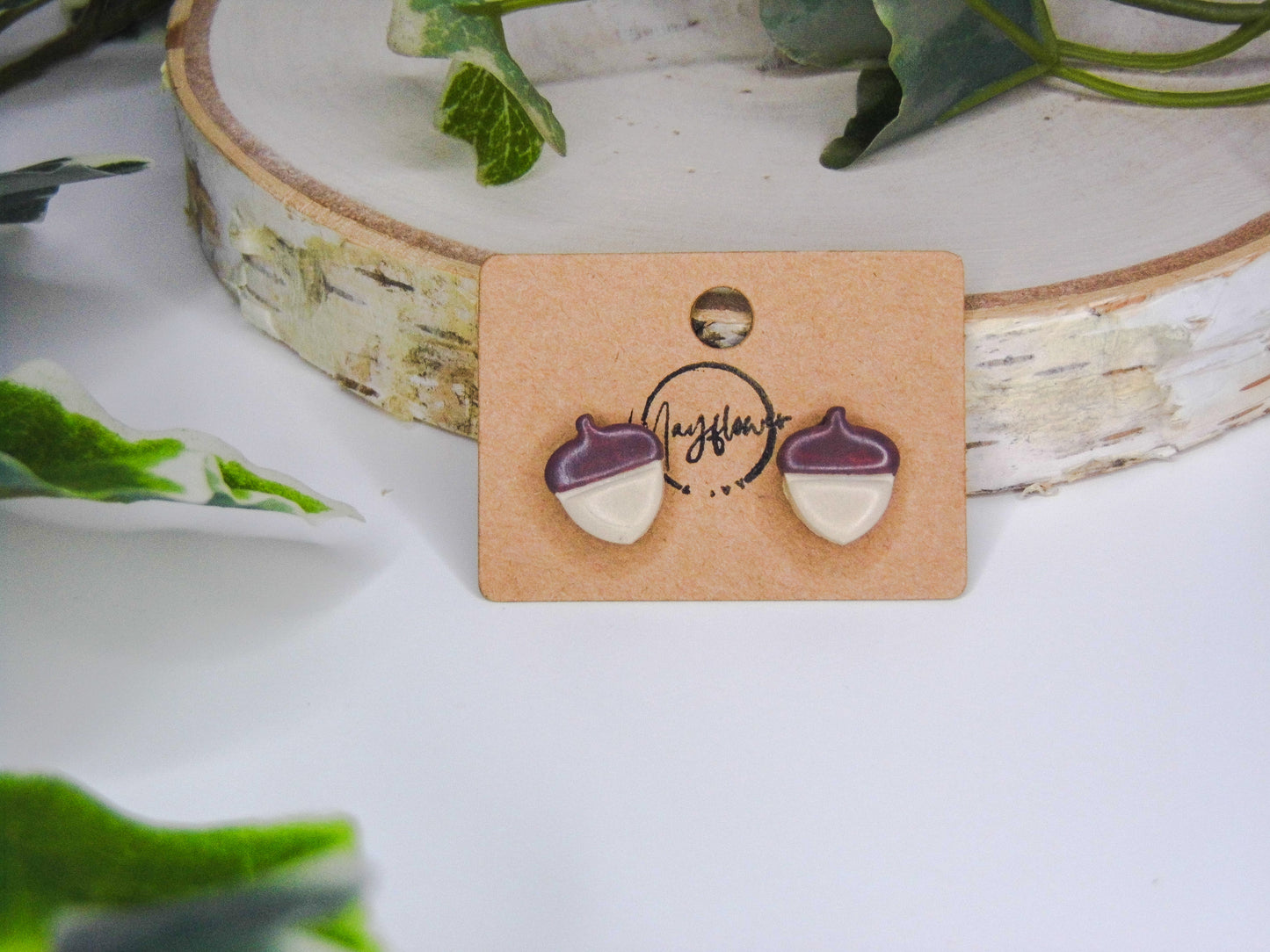 Brown Acorn Studs