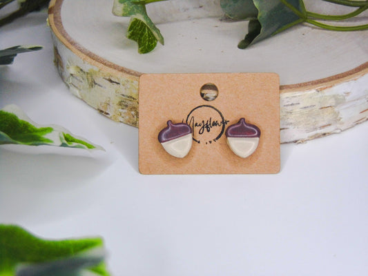 Brown Acorn Studs