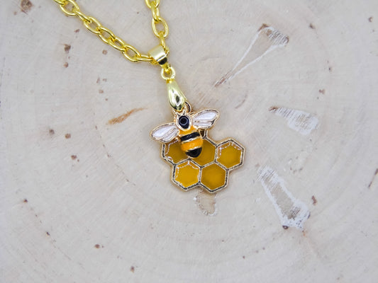 Bee and Honeycomb Necklace