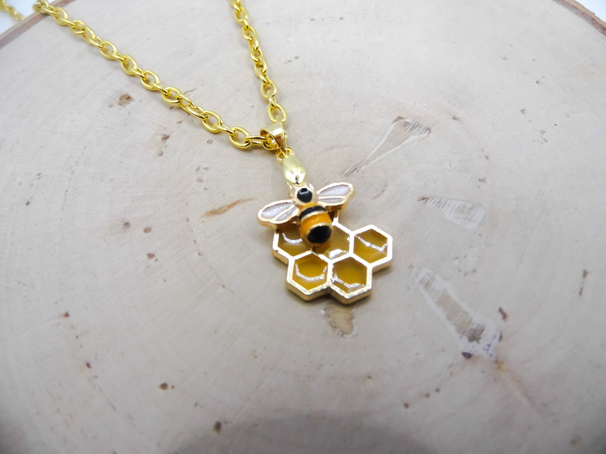 Bee and Honeycomb Necklace