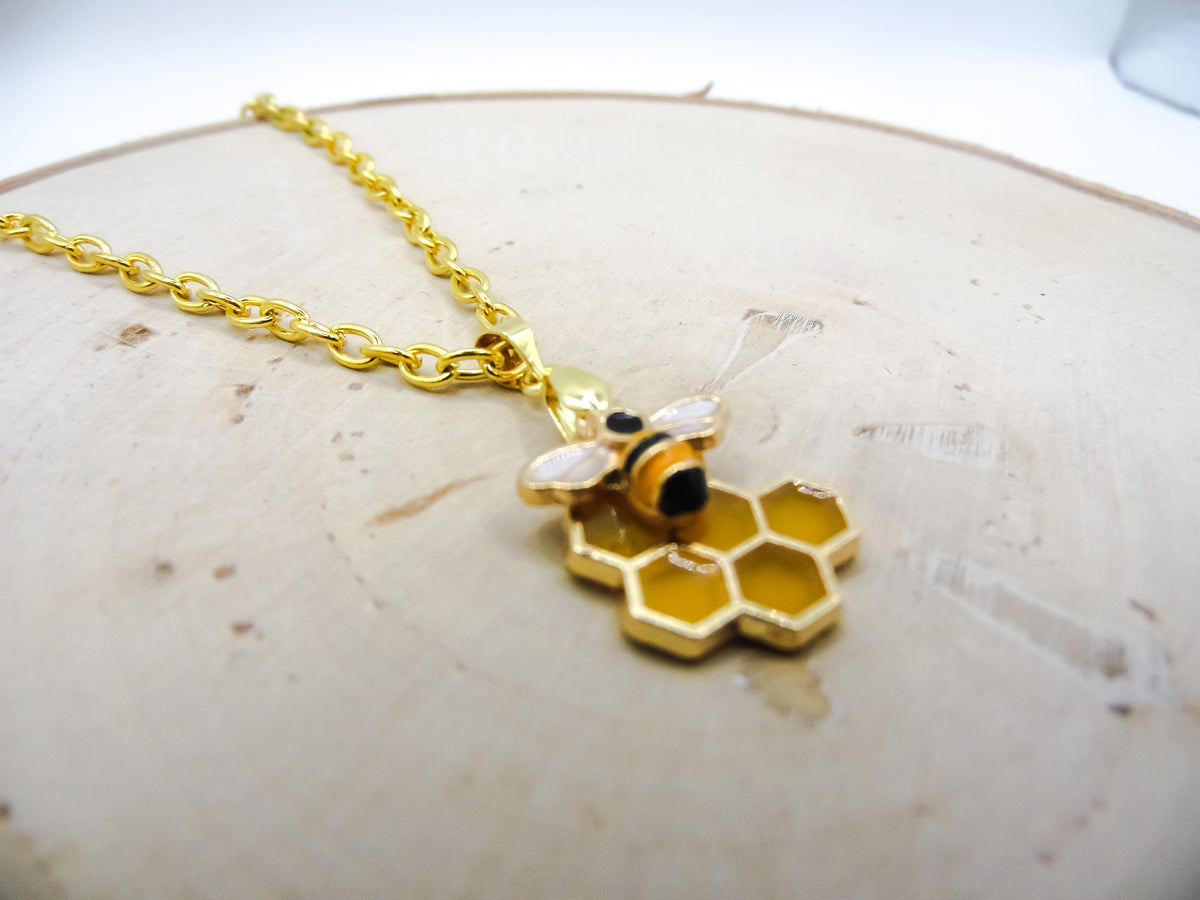 Bee and Honeycomb Necklace