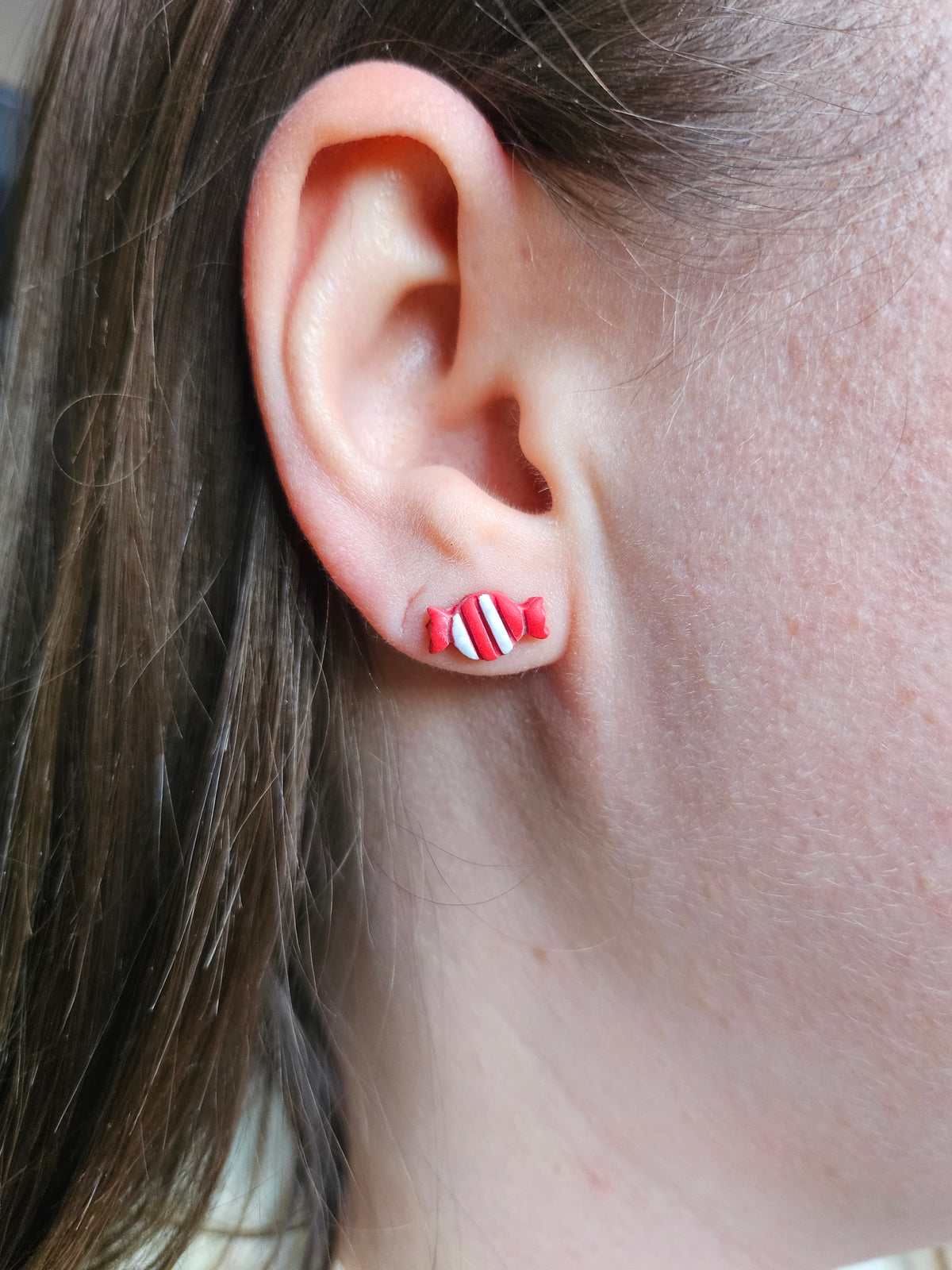 Red Candy Cane Studs