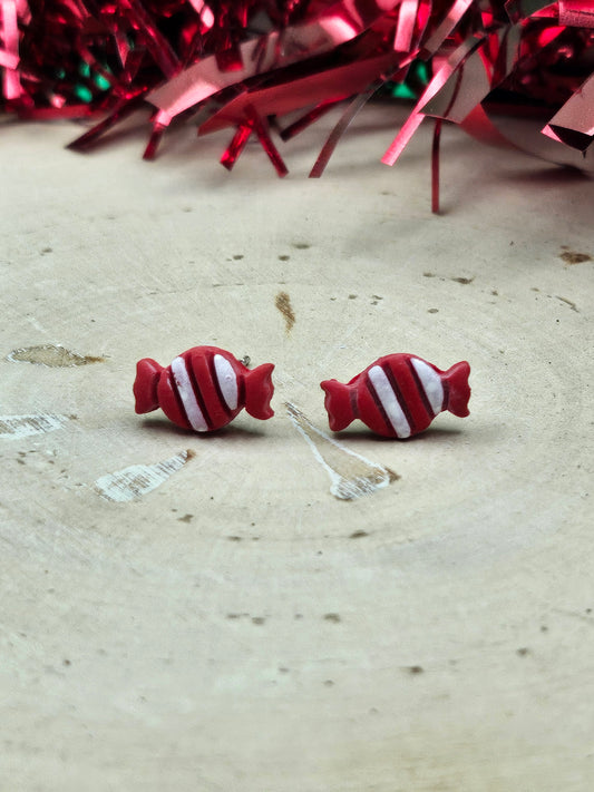Red Candy Cane Studs