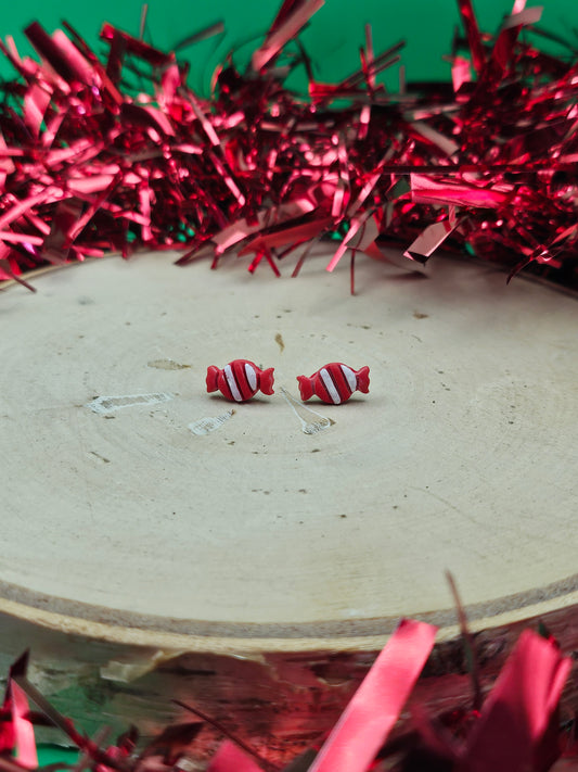 Red Candy Cane Studs