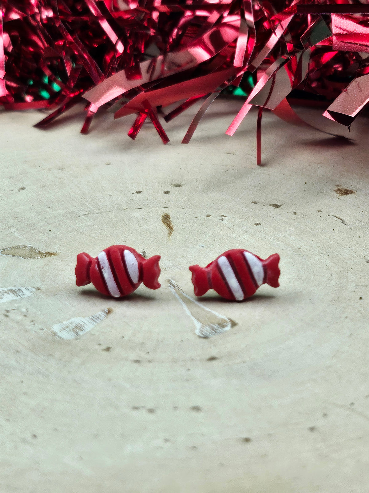 Red Candy Cane Studs