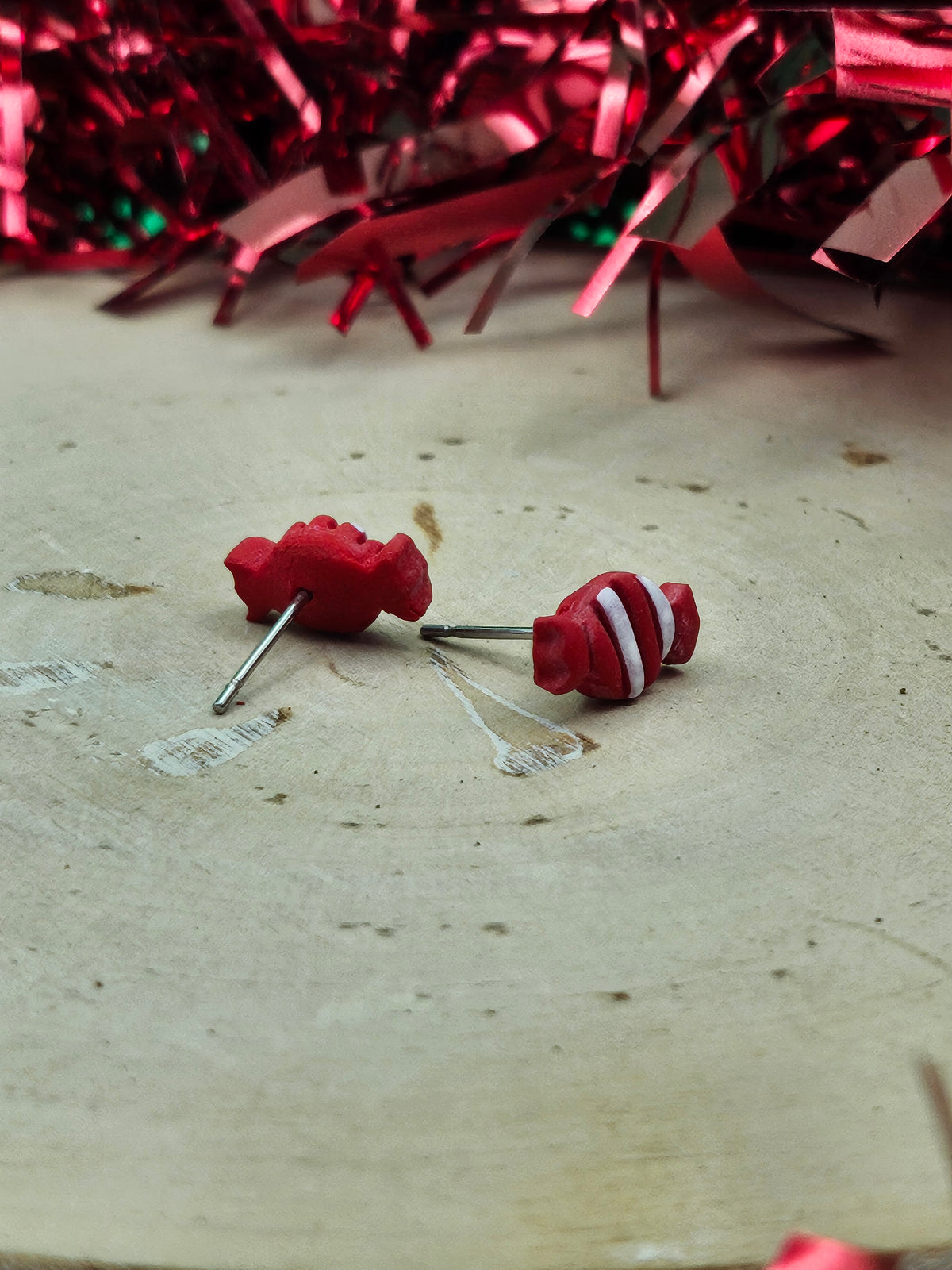 Red Candy Cane Studs