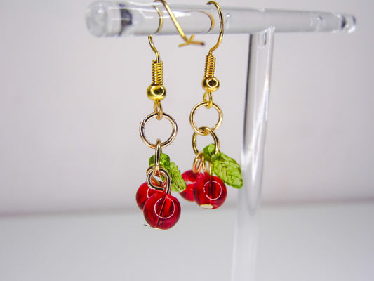 Red Cherry Bead Earrings