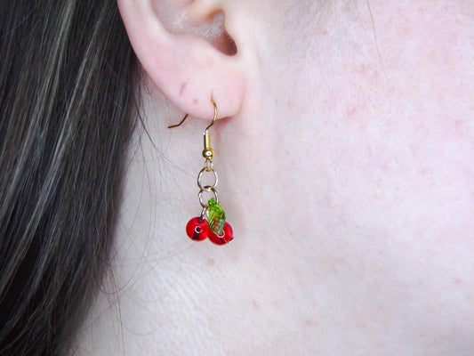 Red Cherry Bead Earrings