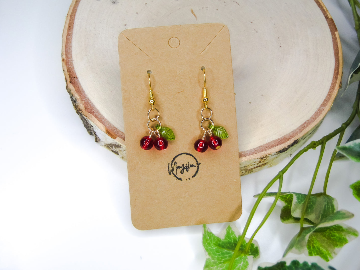 Red Cherry Bead Earrings