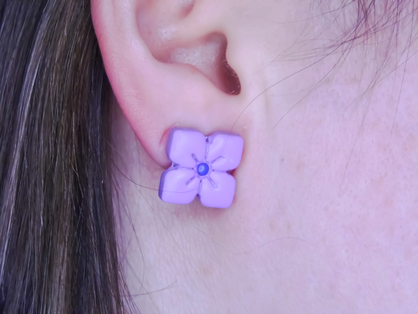 Purple Clematis Stud Earrings