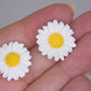 White Daisy Stud Earrings