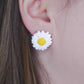 White Daisy Stud Earrings