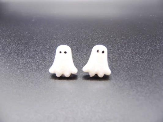 Mini White Ghost Stud Earrings