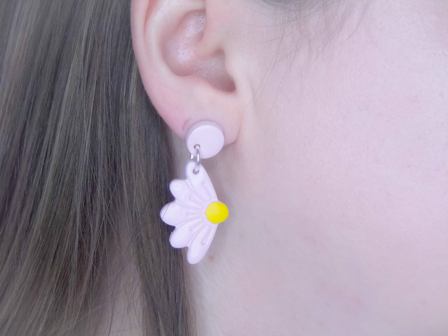 Pink Flower Dangle Earrings