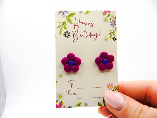 Purple Petunia Stud Earrings