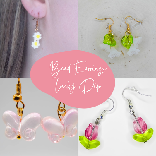 4 pairs bead earrings lucky dip