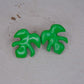 Green Monstera Leaf Stud Earrings