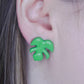 Green Monstera Leaf Stud Earrings