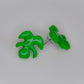 Green Monstera Leaf Stud Earrings