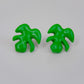 Green Monstera Leaf Stud Earrings