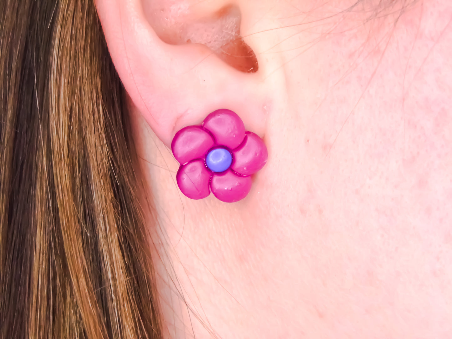 Purple Petunia Stud Earrings