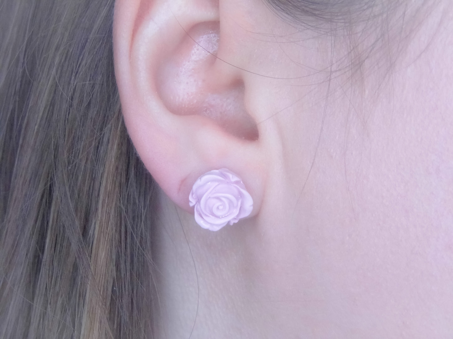 Pink Rose Stud Earrings