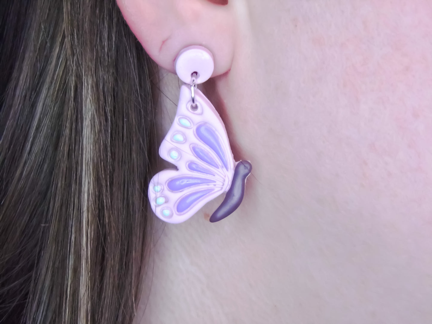 Pink Butterfly Dangle Earrings