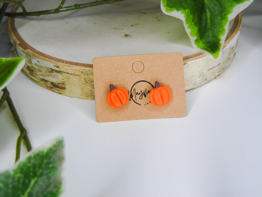 Orange mini pumpkin studs