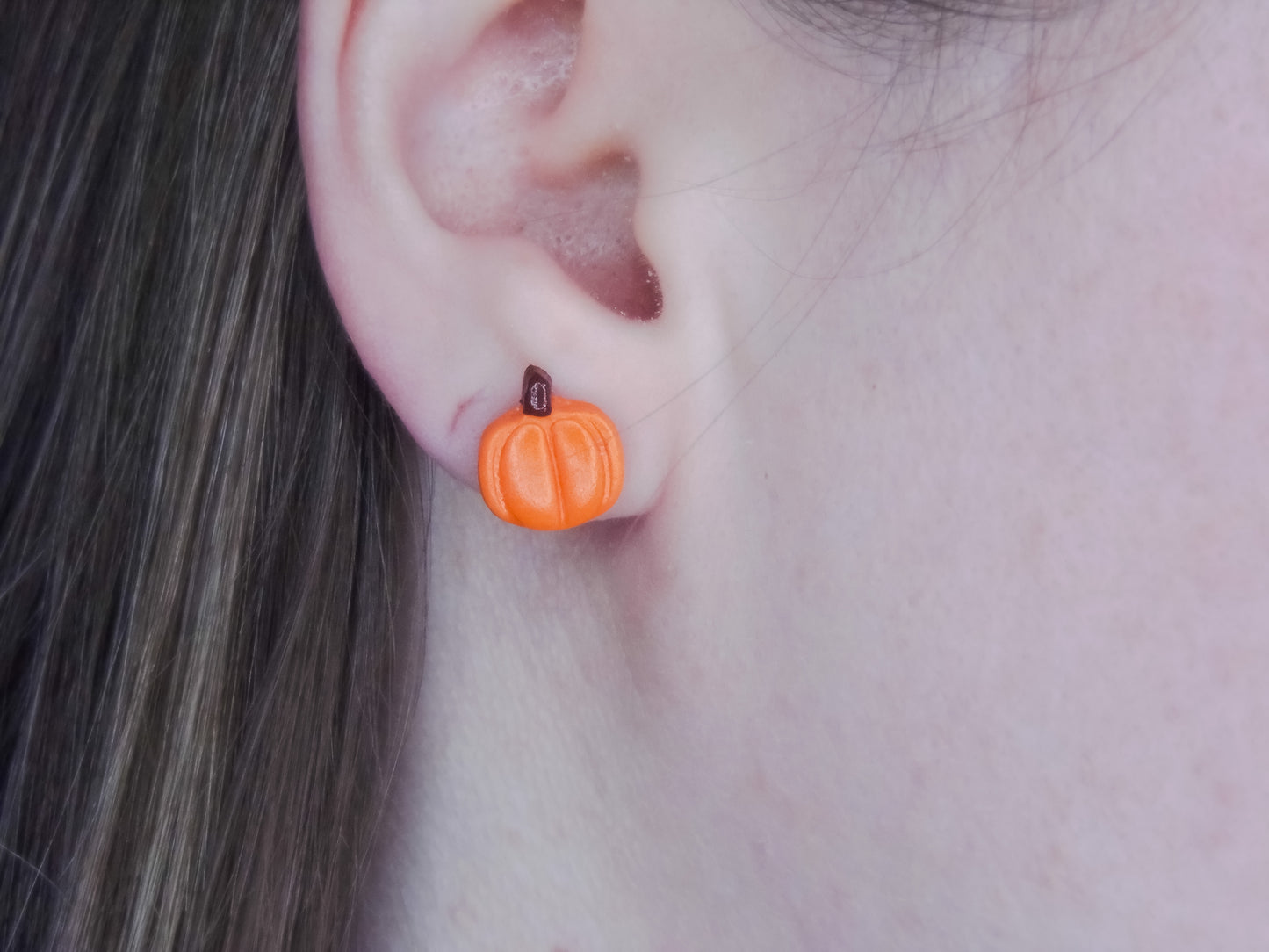 Orange mini pumpkin studs