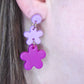 Purple Two Tone Flower Dangle Earrings