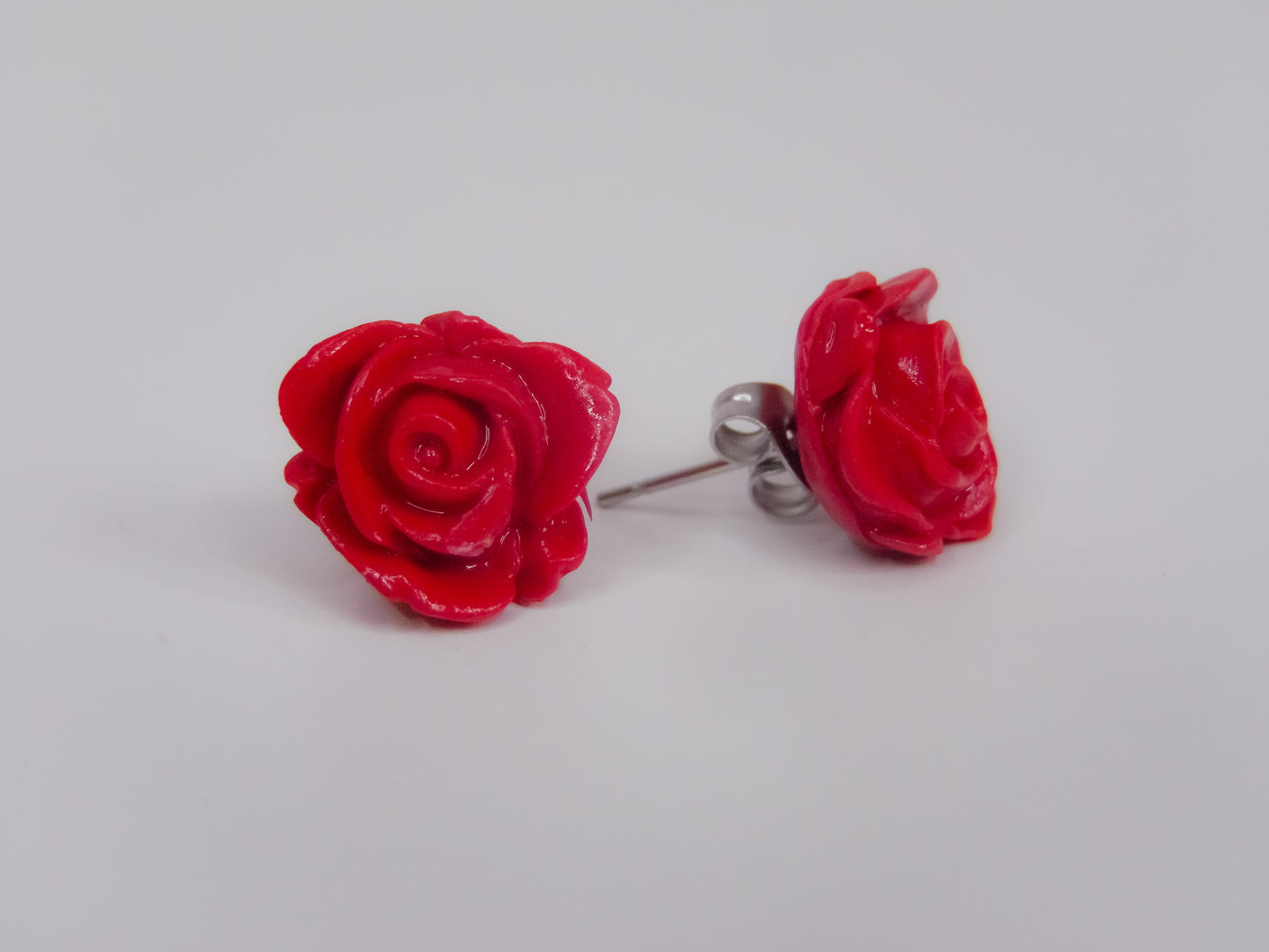 Red Rose Stud Earrings