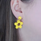 Yellow Retro Flower Earrings - Daisy Dangles