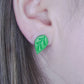 Green Leaf Stud Earrings