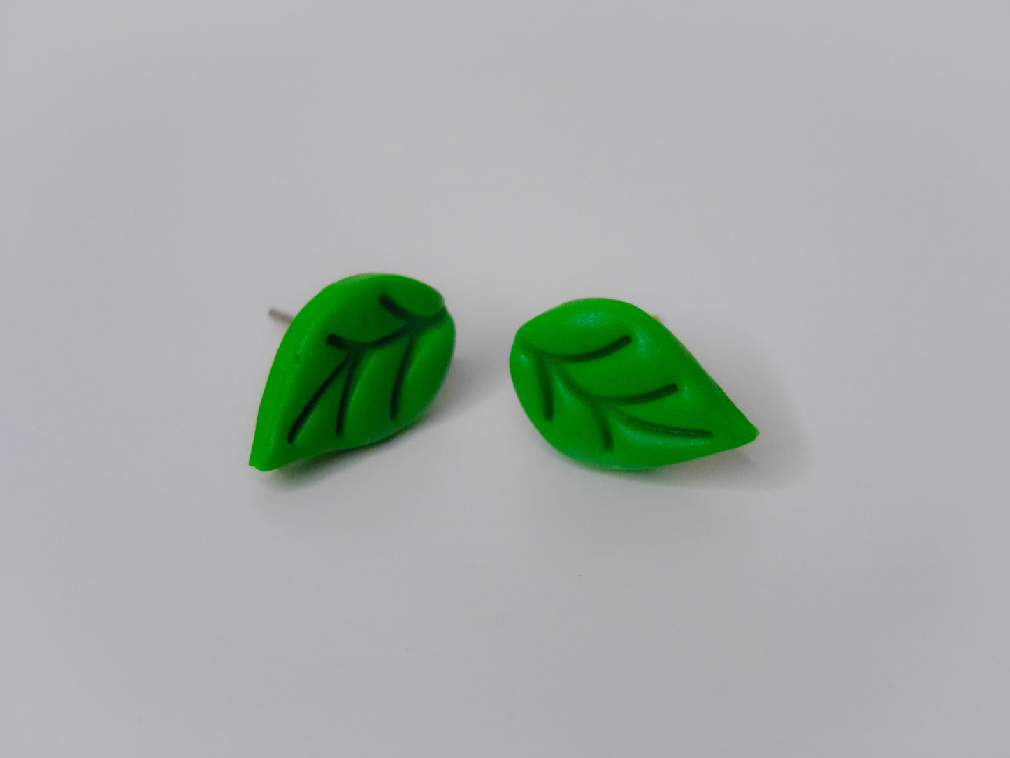 Green Leaf Stud Earrings
