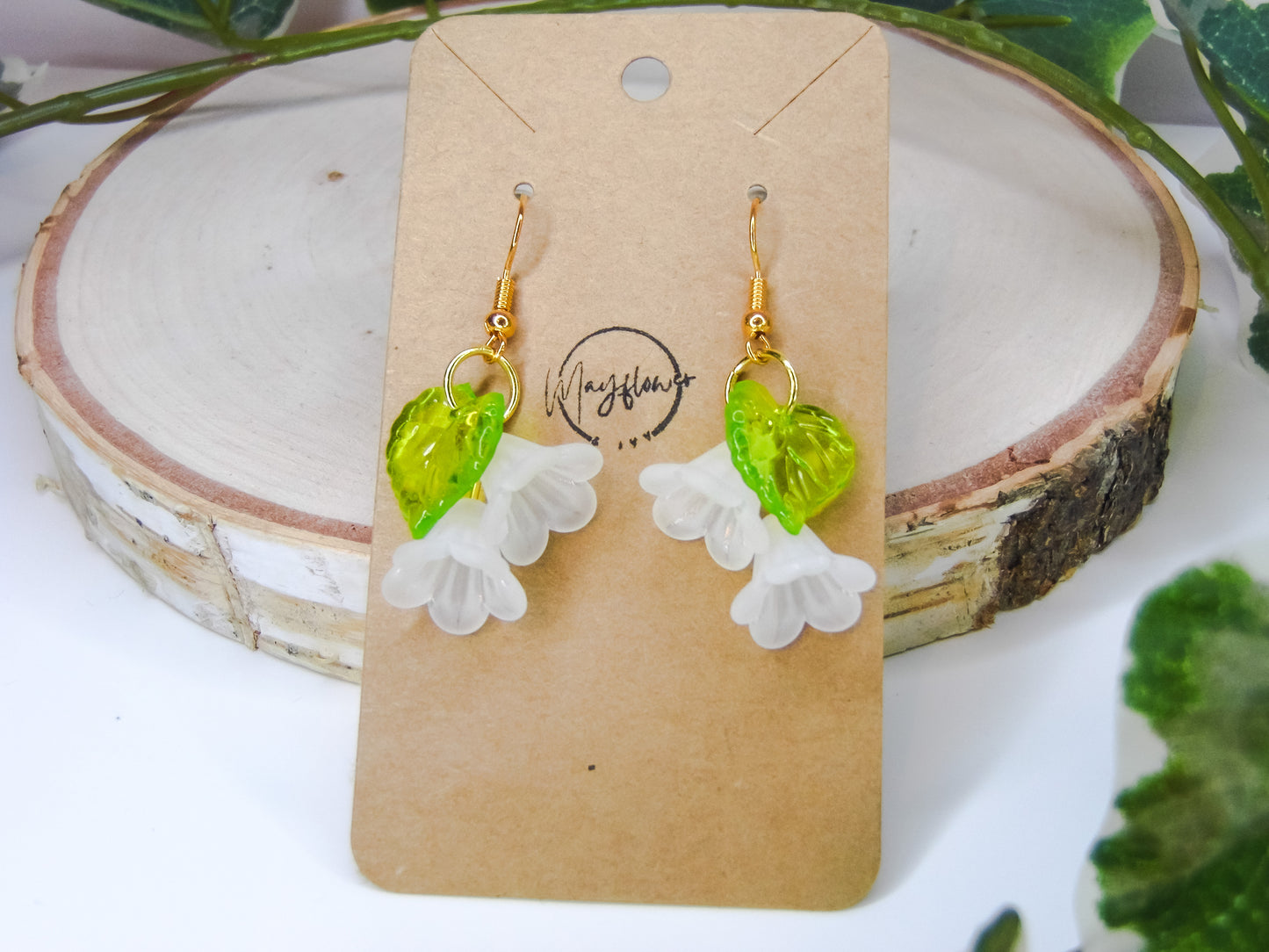 Snowdrop Flower Bead Earrings