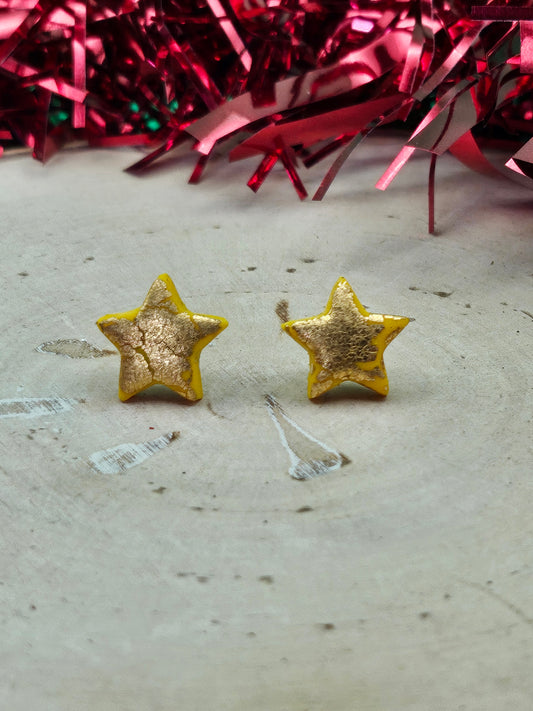 Gold Yellow Star Studs