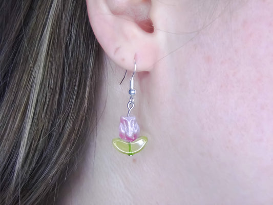 Crystal Tulip Bead Earrings