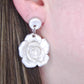 White Blooming Flower Dangle Earrings